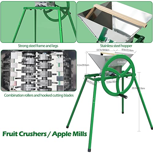 Fruit And Apple Crusher With Flywheel And Stand - 7L Stainless Steel Manual Juicer Grinder, Fruit Scratter Pulper For Wine And Cider Pressing #TOP3