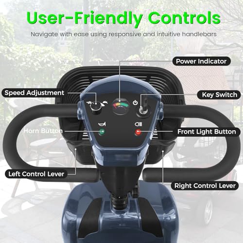 Image of 4 Wheel Mobility Scooters for Seniors - Up to 45 Miles Range,Folding Powered Mobility Scooter Device w /600WH Battery,Only 58 lb Weight, Dual Basket, 300 lb Capacity, Compact