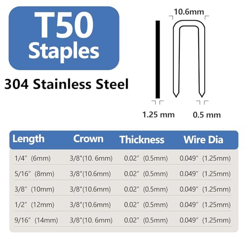 Image of Heavy Duty T50 Staples 1 /2 Inch 1680-Count 304 Stainless Steel