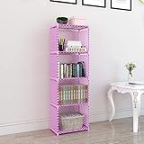 G-KAMP JAPAN Simple Bookshelf/Multipurpose Rack/Children Bookcases/File Rack for Office/Storage Organizer/Cabinet Shelves for Bedroom Office Living Room (5 Layer, Pink)