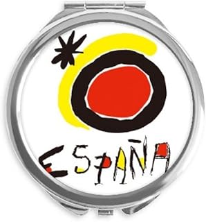 Red Yellow Sunshine Espanol Hand Compact Mirror Round Portable Pocket Glass