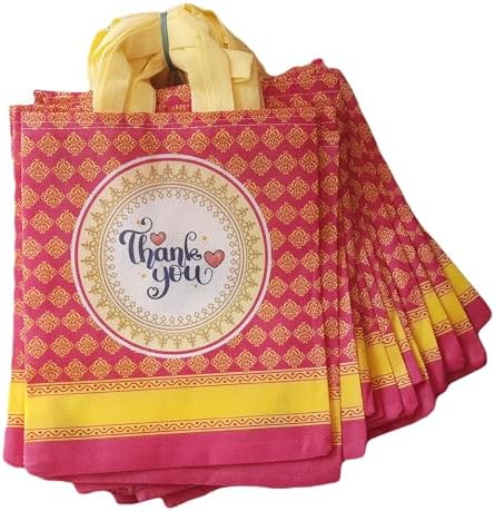 Return gift bag (Thank you Bags) / Birthday Party Return Bag/Wedding Gift Bag (Thamboolam bags) - Medium size (9x11) - (Pink, Pack of 25 bags)
