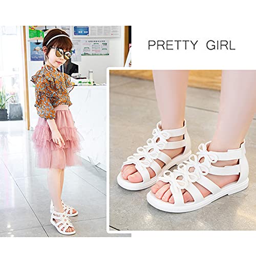 Girls Bow Gladiator Sandals Toddlers Strappy Open Toe Sandals Summer Flats Shoes with High Back Zipper for Toddler Little Big Kids3