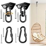 Supkiir 2 Kit de suspension pour hamac, crochet rotatif à 360°, 1200 Lbs Capacité Heavy Duty Black Swing Hanger Hardware for Suspension Hamock Swings Sac à sable de boxe de yoga aérien sur plafond en béton en bois