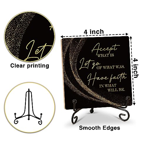 Image of Inspirational Quotes Wood Plaque with Stand - Idea Gifts for Women Men - Black Gold Wooden Decor for Home Office Living Room Shelf Table Decoration (10)