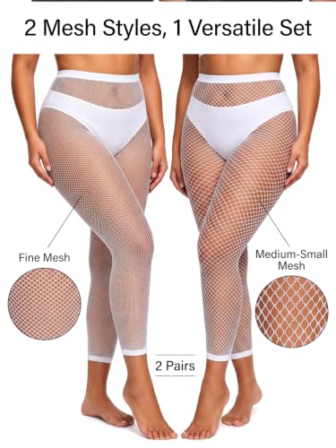 Image of CharnmRose 2 Pairs Women's Footless Fishnet Tights High Waist Fishnets for Women Fishnet Stockings