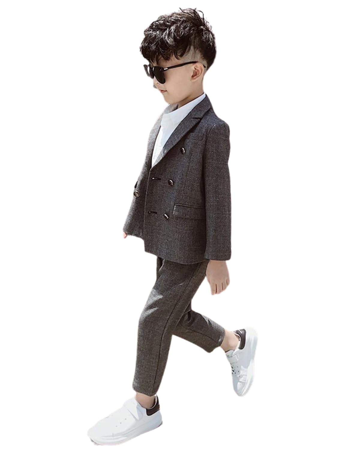 Jungen Hahnentritt Anzug Zweireiher Jacke Hose Zweiteiliges Set für Schule Party