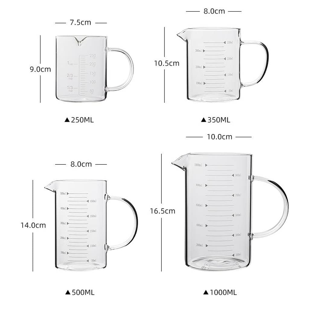 Verre épaissi Tasse à mesurer graduée Café infusé à la Main Pot de Partage Verre Simple résistant à la Chaleur Bécher de Grande capacité Durable (Transparent)
