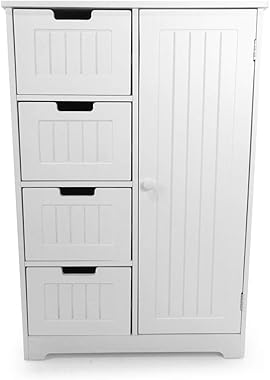 AVC Designs Bathroom Bedroom Nursery Storage Cabinet Dresser 4-Drawer + Door