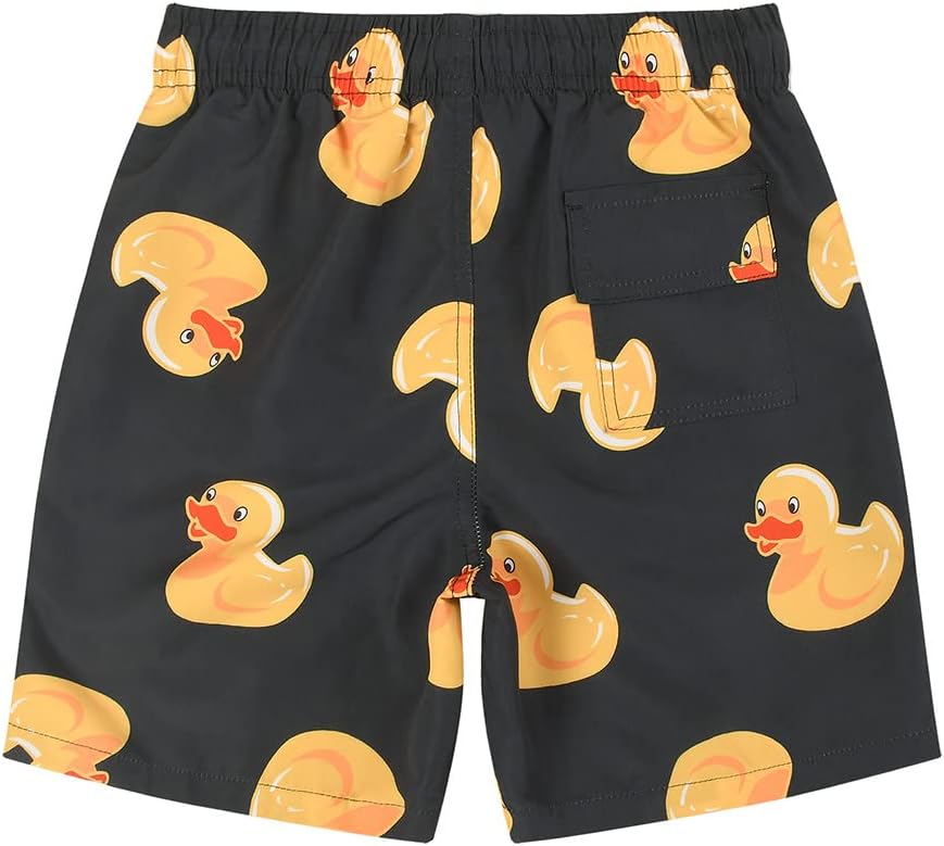 Boys Swim Trunks Quick Dry Bathing Suits Lightweight Swimming Shorts with Mesh Lining Black Yellow Duck Size 16 - Image 2