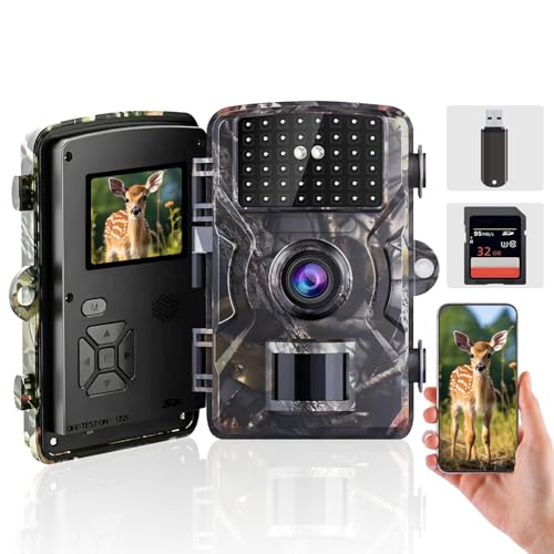 Wildkamera, 4K Wildtierkamera, Nachtsichtkamera mit Bewegungsmelder, 48MP Tierkamera mit 32GB SD Karte & IP66 Wasserdicht 0,1s Auslösezeit, Bewegungssensor, Infrarot-Nachtsicht bis 20m Weitwinkel 120° Wildkamera, 4K Wildtierkamera, Nachtsichtkamera mit Bewegungsmelder, 48MP Tierkamera mit 32GB SD Karte & IP66 Wasserdicht 0,1s Auslösezeit, Bewegungssensor, Infrarot-Nachtsicht bis 20m Weitwinkel 120°