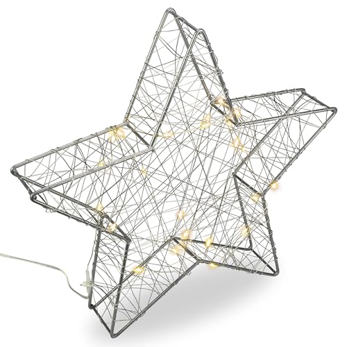 Nipach GmbH Dekoleuchte Metall-Stern Farbe Silber Weihnachtsstern 30...