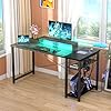 Amazon.com: iSunirm 40 Gaming Desk with LED Light, Small Computer Desk ...