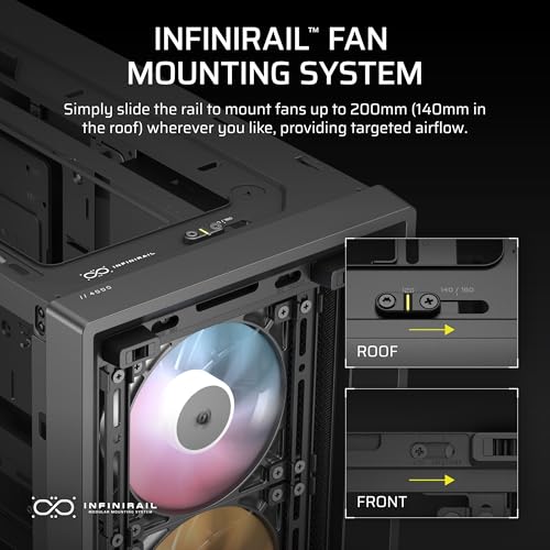 Image of CORSAIR Frame 4000D RS ARGB Modular Mid-Tower ATX PC Case - High Airflow, 3X Pre-Installed RS ARGB Fans, InfiniRail Fan Mounting System, ASUS BTF, MSI Project Zero, Gigabyte Project Stealth - Black