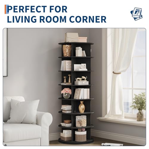 GarveeHome 7 Tier Rotating Shoe Rack Tower, 360° Revolving Free Standing Spinning Shoe Organizer, Vertical Spinning Shoes Display, Shoes Rack Storage Round Carousel, Rotate Shoes Closet Organization
