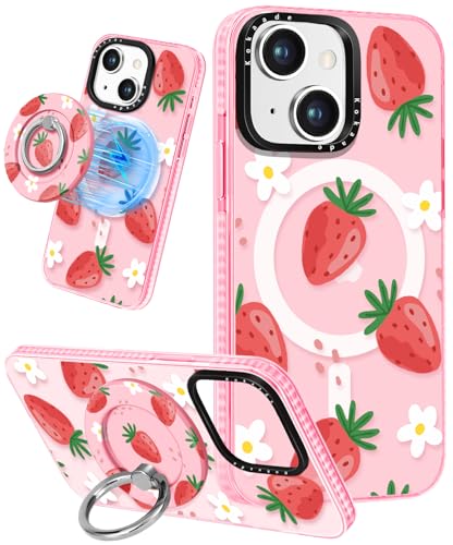 Coque iPhone 14 fleur de fraise idéale pour vos selfies quotidiens