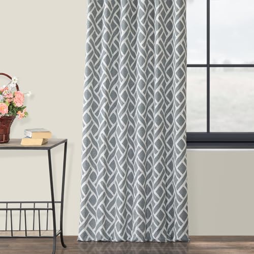 Image of HPD Half Price Drapes Modern Geometric Printed Curtains Luxury Cotton Curtains 120 Inches Long (1 Panel) Room Darkening Curtains for Bedroom & Living Room, 50W x 120L, Crosshatch Geometrical Grey