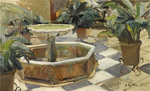 Art Portrait poster Sorolla Fontaine de patio à Séville 60x90cm tableau decoration