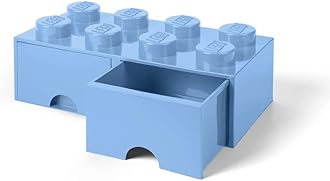 Room Copenhagen Lego Brick 8 Knobs, 2 Drawers, Stackable Storage Box, 9.4 l, Light Blue, 50 x 25 x 18 cm