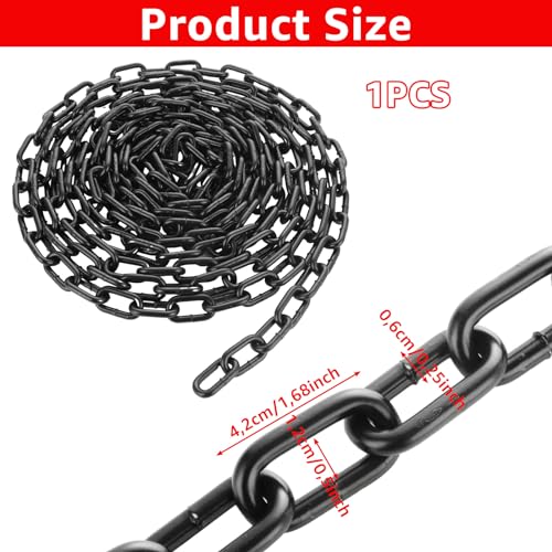 WOPPLXY Kette Schwarz, 6m 6mm Ketten Langgliedrig Lastlager Kette, Sicherheitskette zum Aufhängen von Zäunen, Schaukelkette, Ketten Hängesessel, Lampenkette, Garagentore