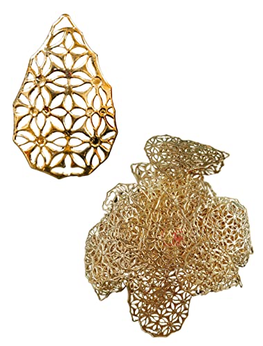 Image of TIPTOP DECORATION Premium Golden Metal Charms Filigree Connectors for Craft and Jewellery Making Accessories DIY