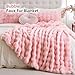 Smoofy Faux Fur Throw Blanket for Couch – Blush Pink Fluffy Cozy Rabbit Fleece, Plush Soft Bubble Blanket for Sofa & Bed, for Mom, Warm Fuzzy Home Room Decor Throw 50
