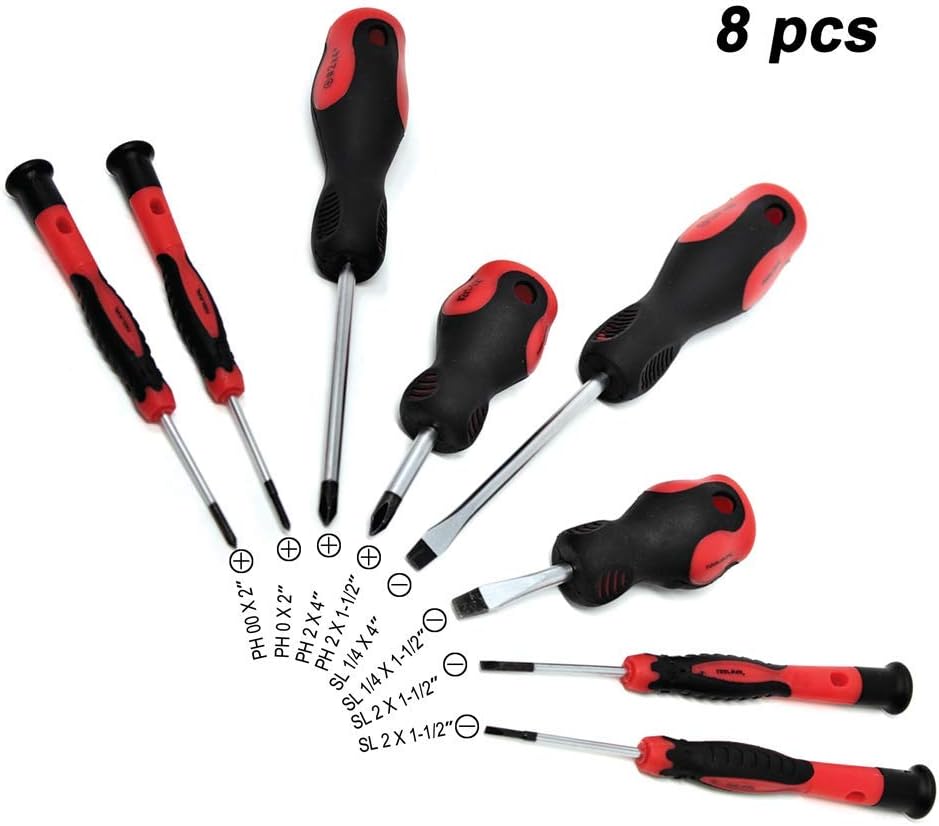 Toolman Screwdriver set 8pcs phillips/slotted high torque magnetizer QTH006