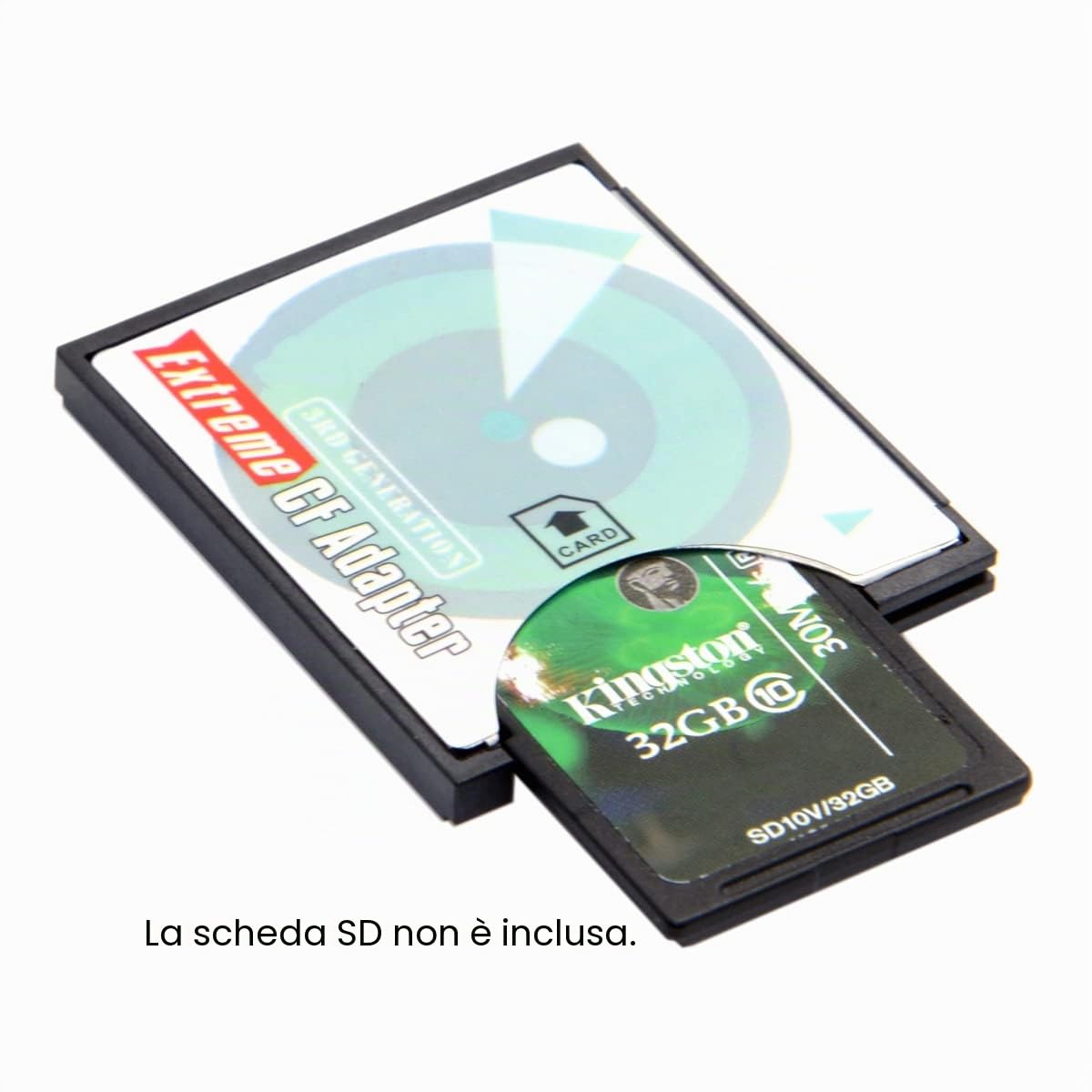 cablecc Adaptateur de carte mémoire SD SDHC SDXC vers Flash Compact Flash CF Type I