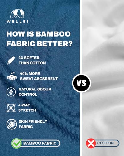 Image of Wellbi Bamboo Performance T-Shirt for Men | Raglan Sleeve Gym Training Sportswear | Quick Dry Moisture Wicking Anti-Bacterial | Ultra-Soft Breathable Eco-Friendly Activewear