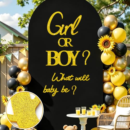Boy or Girl Signs for Backdrop Felt Golden Gender Reveal Party Decor Decals by kokolap - Used condition - Image 7