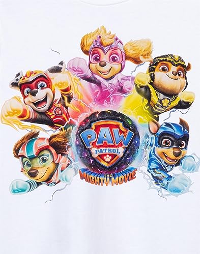 Paw Patrol The Mighty Movie Boys T-Shirt | White Short Sleeve Kids Mighty Pups Tee | Superhero Movie for Children3