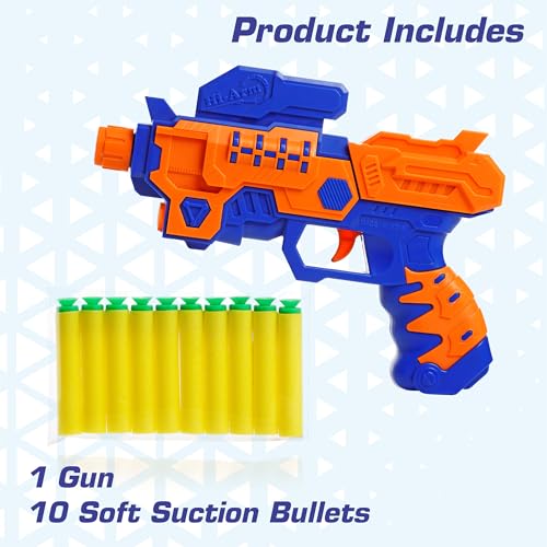 Image of Aditi Toys Hi-Arm Soft Bullet Gun Toy - Safe Plastic Gun with 10 Bullets, Effective Range of 40 Feet, Ideal for Kids Above 7 Years, BIS Approved