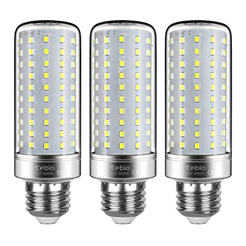 Tebio LED Silber Mais Glühbirnen E27 25W 200W Entspricht Glühbirnen Nicht dimmbar 6000K Kaltweiß 2500LM Mittel Edison-Schraube Kerze Leuchtmittel, 3er-Pack