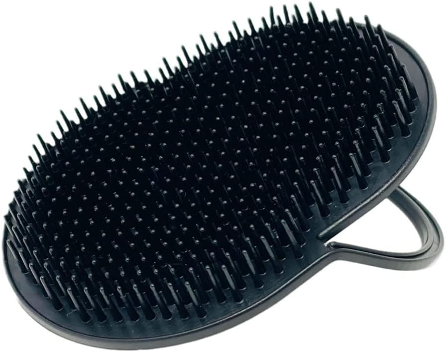 Gents Palm Pocket Shampoo Brush Scalp Massager for Men & Women with Round Bristles, Ergonomic Grip, Made in USA, Black Peine para Cabello