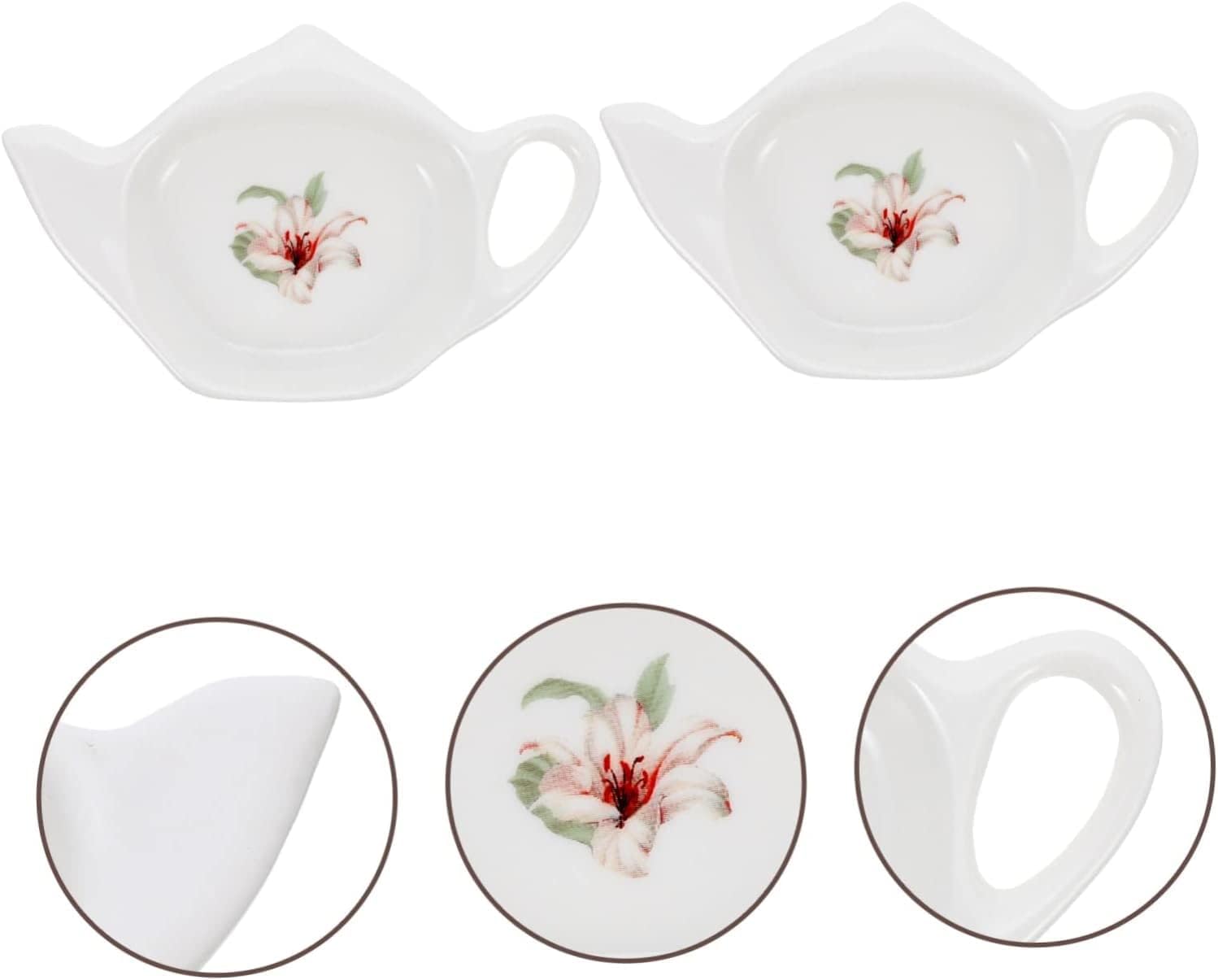 4 Pcs Tea Bag Saucer Keychain Holder Vintage Tray Cup Holder Tray Tea Bag Storage Tray Dessert Plate Tea Bag Holder Dish Tea Balls Plate Household Teabag Holder Chopstick Rest (12X7.6X2.2CMx2pcs)