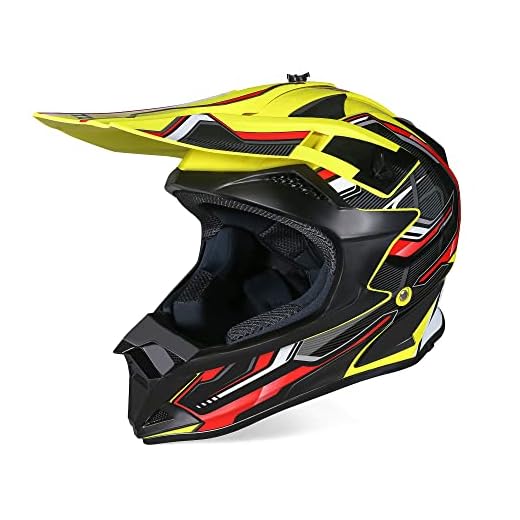 Motocross Helmets Motorcycle Helmets Motorcycle Racing Helmets Downhill Full Face Helmets MX Helmets Cross Enduro Quad Mountain Helmets DOT for Women Men Adults - Yellow L (57-58CM)
