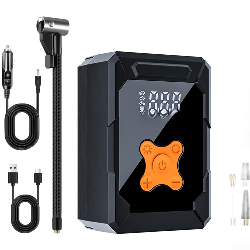 Gonfiatore pneumatici digitale senza fili 25L/min Pompa d'aria auto | 25L/min flusso d'aria, schermo digitale, spegnimento automatico, controllo preciso della pressione, riempimento rapido