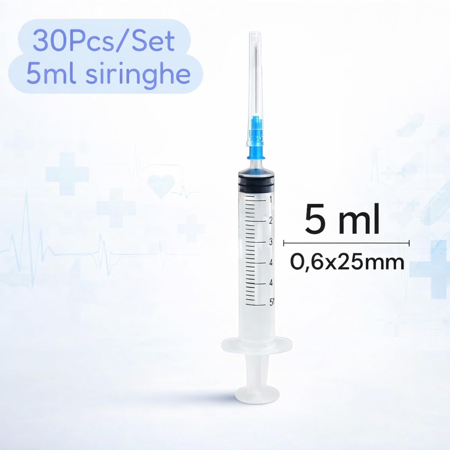 Topolenashop Set 30 Siringhe da 5ml con Tappo | Dosaggio Preciso di Liquidi per Misurazione Tecnica, Laboratori, Piante, Fai-da-te| Confezionate Singolarmente | Art. 95067