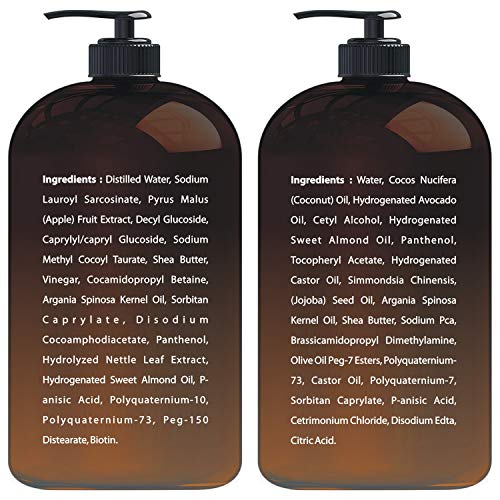 Apple Cider Vinegar Shampoo & Avocado Coconut Conditioner Set - Increase Shine & Reduces Itchy Scalp, Dandruff, Prevents Hair loss - Sulfate Free, All Hair Types - 2 X 16 fl oz - Thumbnail 4