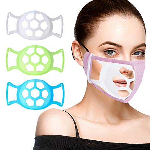 3D Mask Bracket American Size Silicone Face Mask Bracket Inner Support Frame for More Breathing Space, Cool Lipstick Protection Stand, Keep Fabric off Mouth, Reusable & Comfortable (Green-Blue-White)