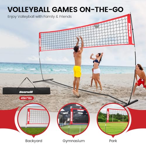 image for Bearwill Volleyball Net, 12FT Portable Volleyball Net for Backyard, Fr