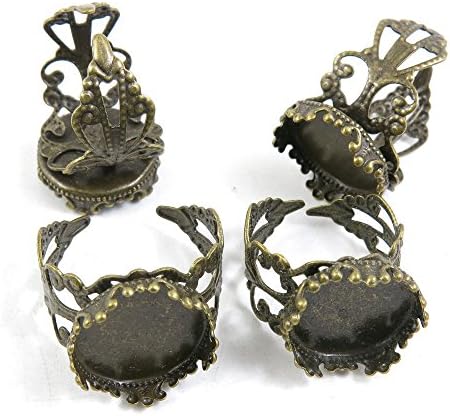 1 PCS Jewelry Making Ring Blanks And Findings Ancient Antique Bronze Fashion Jewelry Making Crafting Charms Findings Bulk for Bracelet Necklace Pendant A04402 Ring Cabochon Setting Base image 2