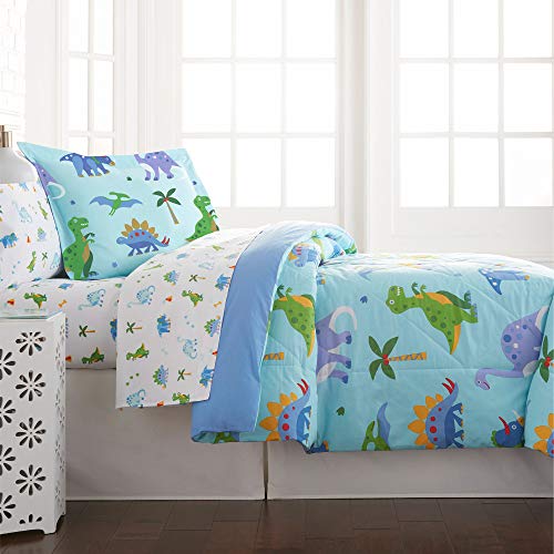 Image of Wildkin Kids Cotton Twin Comforter Set - Lightweight, Fits Twin Mattress, One Pillow Shams Included - Dinosaur Land