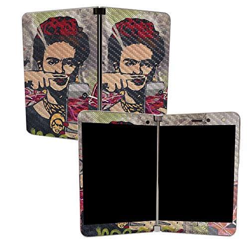 Image of MightySkins Carbon Fiber Skin for Microsoft Surface Duo - Grafitti Selfie | Protective, Durable Textured Carbon Fiber Finish | Easy to Apply | Made in The USA