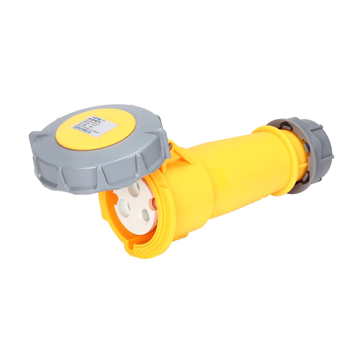 High Durability Industrial Power Connector IP67 16A 2P+E 110-130V 3-Pin 4h Waterproof Quick Plug Interface, Suitable for Power Connection of Heavy-Duty Machinery and Equipment (HFM-2132-4)