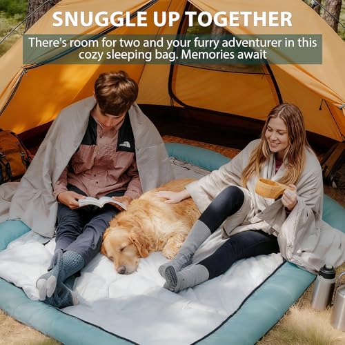 Image of GEERTOP Queen Size Double Sleeping Bag with Blanket for Camping Couples Two Person Adults, Removeable Top Cover 4 Season Backpacking Hiking