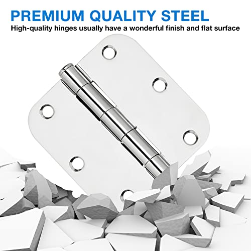 Image of 42 Pack Interior Door Hinges Polished Chrome 3.5 inch X 3-1 /2 inch 5 /8 Radius,3 inchBright Sliver Round Standard Hinge for Doors DIY Assembly Bifold Table Hardware Kit Home Accessories House Eseentials