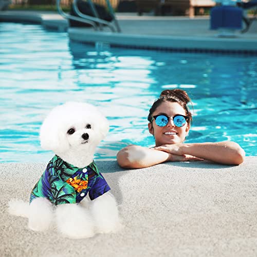 Yaodhaod Hawaiian Dog Shirt, Summer Hawaii Style Floral Polo T-Shirts, Cool Breathable Beach Seaside Puppy Clothes For Small To Medium Pets (Medium, Blue) #TOP1