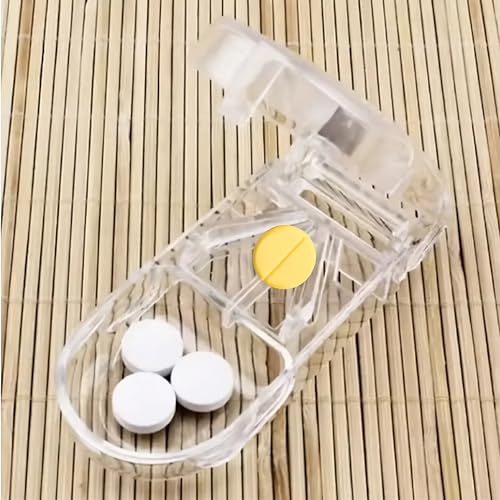 Cortador de Pastillas Portátil, para Medicamentos, Corta Pastillas de Precisión en 4 Trozos, Abrazadera en V para Medicamentos Para Dividir y Transportar Medicamentos
