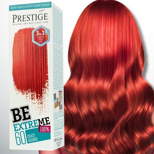 Vip's Prestige Be Extreme | Semipermanenter Haartonisierer 60 Crazy Orange | Reines Pigment | Verleiht gefärbten oder grauen Haaren Farbe | Temporäres Ergebnis | Ammoniakfrei, Parabenfrei, PPD-frei